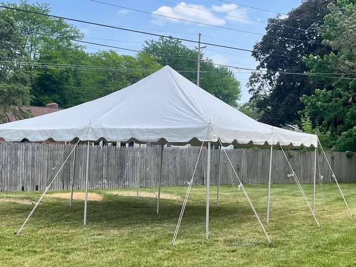 20x20 white pole tent rental in Flint Michigan
