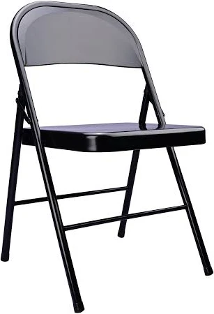 Black metal folding chair rental for parties in Genesee County MI