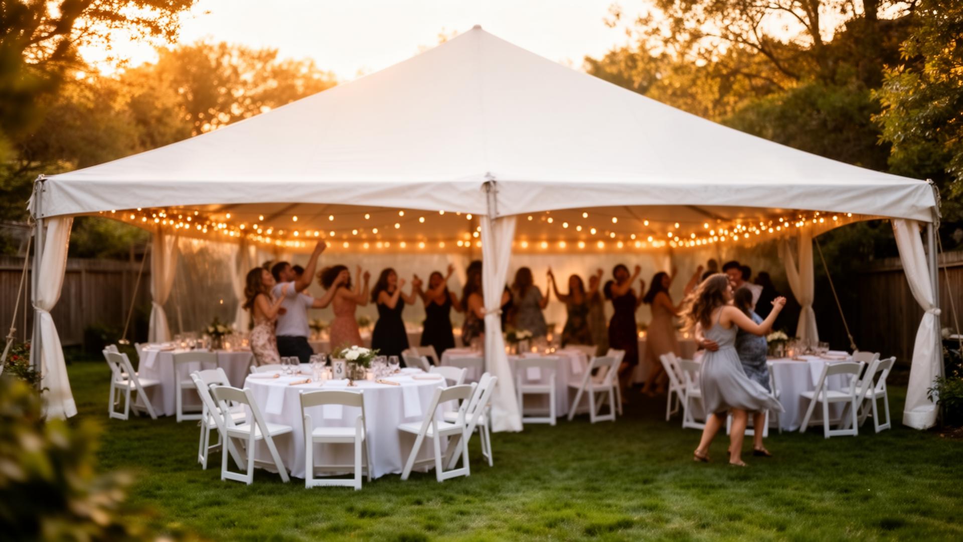 Wedding tent at golden hour